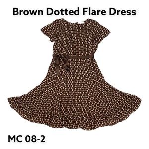 Dress Barn polka dotted brown flair dress
